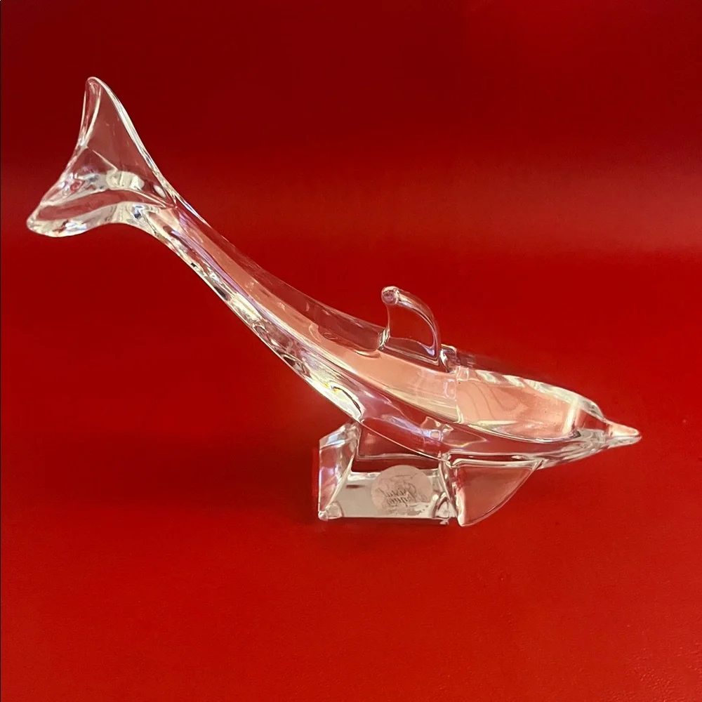 Vintage Cristal D Arques France Crystal Dolphin Figurine 7.75”L